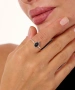 Kiraz Black Silver Stoned Plated Ring