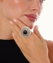 Kiraz Black Stoned Silver Plated Ring