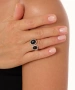 Kiraz Black Stoned Silver Plated Ring