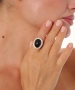 Kiraz Black Stoned Silver Plated Ring
