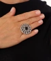 Kiraz Black Stoned Silver Plated Ring