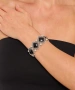 Kiraz Black Stoned Elastic Silver Plated Bracelet