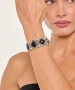 Kiraz Black Stoned Elastic Silver Plated Bracelet