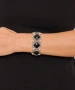 Kiraz Black Stoned Elastic Silver Plated Bracelet