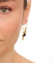 Kiraz Black Stoned Gold Plated Earring