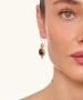 Kiraz Black Stoned Gold Plated Earring