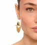 Kiraz Black Stoned Gold Plated Earring