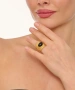 Kiraz Black Stoned Gold Plated Ring