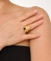 Kiraz Black Stoned Gold Plated Ring