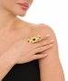Kiraz Black Stoned Gold Plated Ring