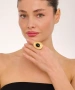 Kiraz Black Stoned Gold Plated Ring