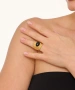 Kiraz Black Stoned Gold Plated Ring