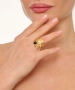 Kiraz Black Stoned Gold Plated Ring
