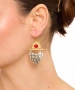 Kiraz Burgundy Stoned Silver And Gold Plated Earring