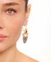 Kiraz Burgundy Stoned Silver And Gold Plated Earring