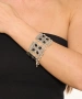 Kiraz Black Stoned Silver Plated Bracelet