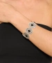 Kiraz Black Stoned Silver Plated Bracelet