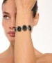 Kiraz Black Stoned Silver Plated Almond Bracelet