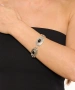 Kiraz Black Stoned Silver Plated Bracelet
