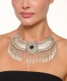 Kiraz Black Stoned Silver Plated Cleopatra Necklace