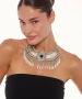 Kiraz Black Stoned Silver Plated Cleopatra Necklace