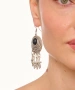 Kiraz Black Stoned Silver Plated Dangling Earring