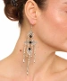 Kiraz Black Stoned Silver Plated Dangling Earring