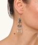 Kiraz Black Stoned Silver Plated Dangling Earring