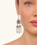 Kiraz Black Stoned Silver Plated Dangling Earring