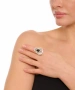 Kiraz Black Stoned Silver Plated Drop Ring