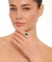Kiraz Black Stoned Silver Plated Drop Ring