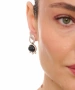 Kiraz Black Stoned Silver Plated Earring
