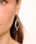 Kiraz Black Stoned Silver Plated Earring