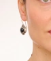 Kiraz Black Stoned Silver Plated Earring