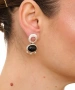 Kiraz Black Stoned Silver Plated Earring