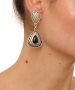 Kiraz Black Stoned Silver Plated Earring