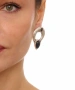 Kiraz Black Stoned Silver Plated Earring