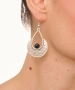 Kiraz Black Stoned Silver Plated Earring