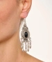 Kiraz Black Stoned Silver Plated Earring