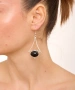 Kiraz Black Stoned Silver Plated Earring