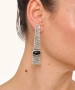 Kiraz Black Stoned Silver Plated Earring