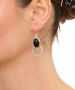 Kiraz Black Stoned Silver Plated Earring