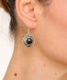Kiraz Black Stoned Silver Plated Earring