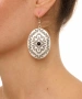 Kiraz Black Stoned Silver Plated Earring