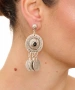 Kiraz Black Stoned Silver Plated Earring