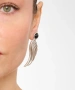 Kiraz Black Stoned Silver Plated Earring