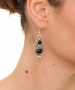 Kiraz Black Stoned Silver Plated Earring