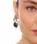 Kiraz Black Stoned Silver Plated Earring