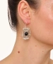 Kiraz Black Stoned Silver Plated Earring