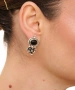 Kiraz Black Stoned Silver Plated Earring